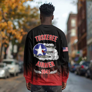 Tuskegee Red Tails Airmen WWII Tribute Long Sleeve Shirt 332nd Fighter Group - Black - African Pride