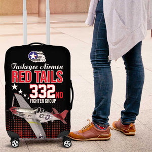 Tuskegee Red Tails Airmen WWII Tribute Luggage Cover 332nd Fighter Group - Black - African Pride