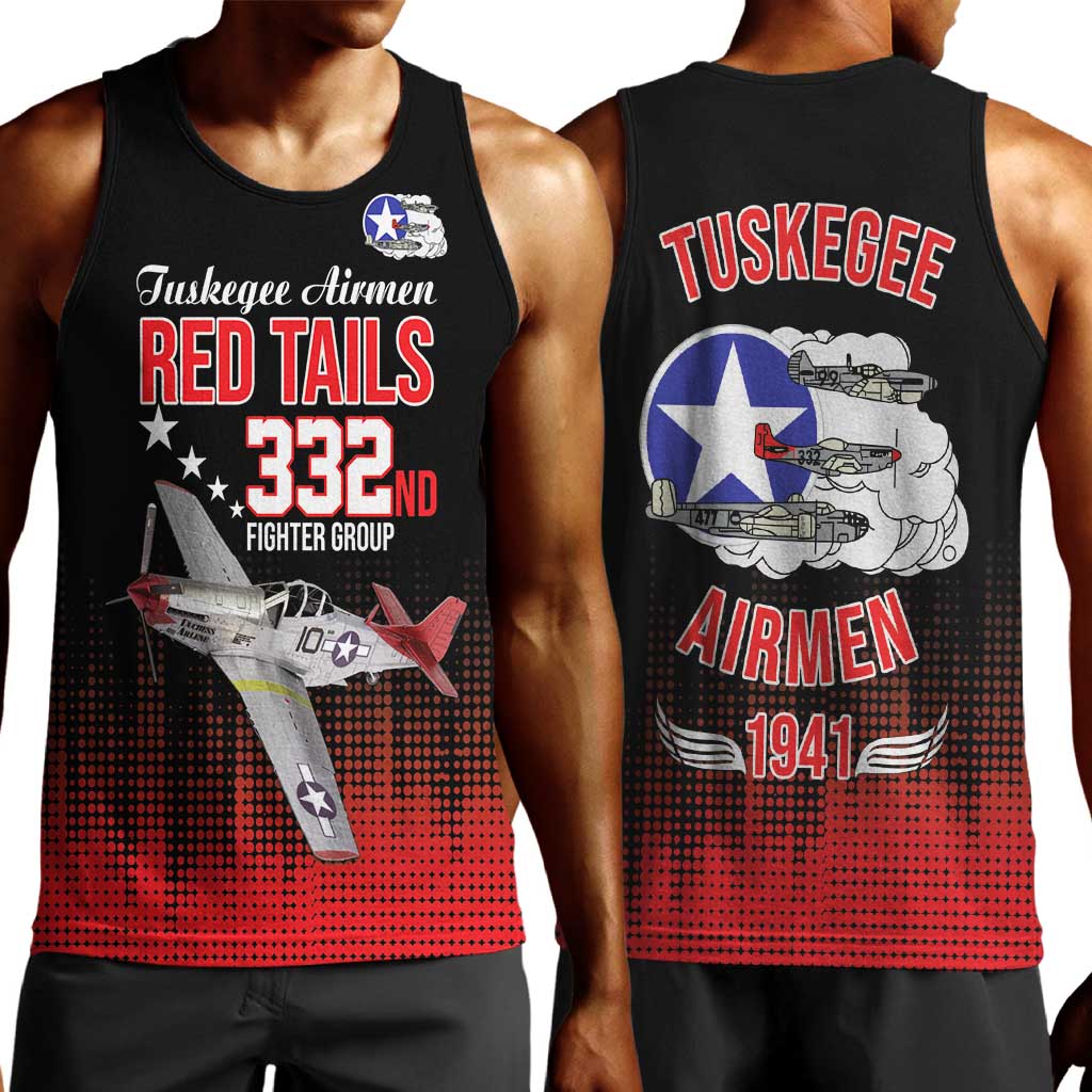 Tuskegee Red Tails Airmen WWII Tribute Men Tank Top 332nd Fighter Group - Black - African Pride