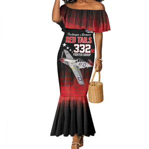 Tuskegee Red Tails Airmen WWII Tribute Mermaid Dress 332nd Fighter Group - Black - African Pride
