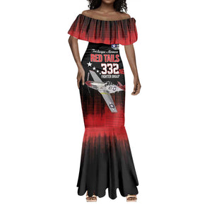Tuskegee Red Tails Airmen WWII Tribute Mermaid Dress 332nd Fighter Group - Black - African Pride