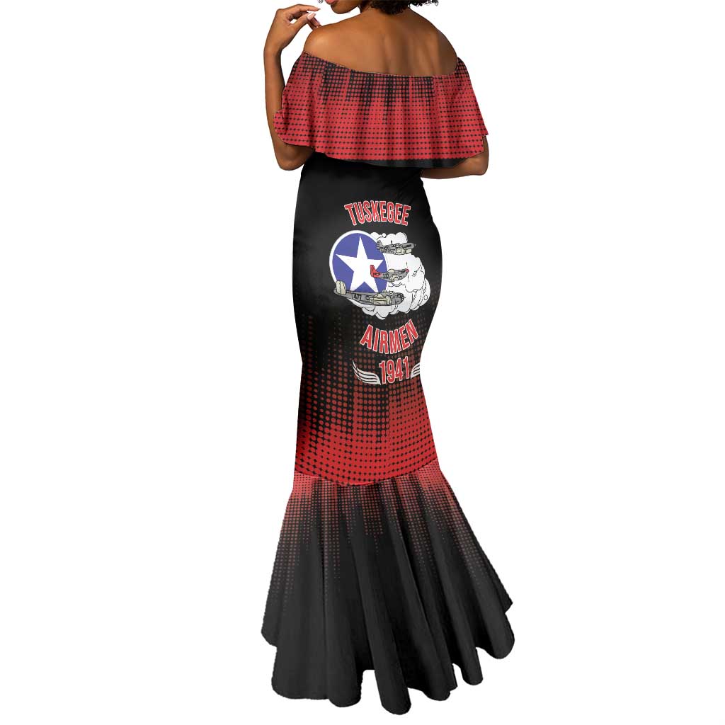 Tuskegee Red Tails Airmen WWII Tribute Mermaid Dress 332nd Fighter Group - Black - African Pride