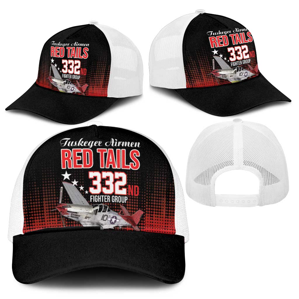 Tuskegee Red Tails Airmen WWII Tribute Mesh Trucker Cap 332nd Fighter Group - Black - African Pride