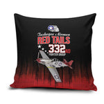 Tuskegee Red Tails Airmen WWII Tribute Pillow Cover 332nd Fighter Group - Black