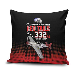 Tuskegee Red Tails Airmen WWII Tribute Pillow Cover 332nd Fighter Group - Black