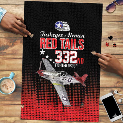 Tuskegee Red Tails Airmen WWII Tribute Puzzle 332nd Fighter Group - Black