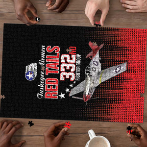 Tuskegee Red Tails Airmen WWII Tribute Puzzle 332nd Fighter Group - Black