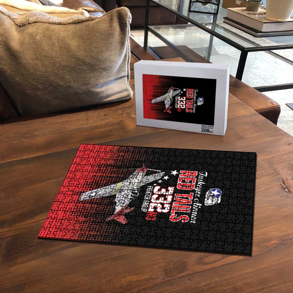 Tuskegee Red Tails Airmen WWII Tribute Puzzle 332nd Fighter Group - Black