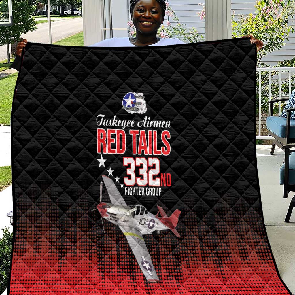 Tuskegee Red Tails Airmen WWII Tribute Quilt 332nd Fighter Group - Black - African Pride