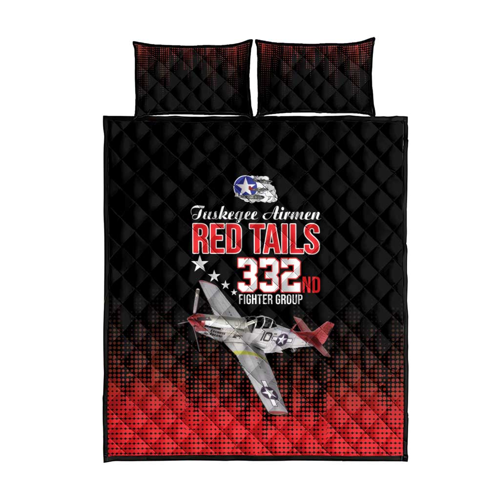 Tuskegee Red Tails Airmen WWII Tribute Quilt Bed Set 332nd Fighter Group - Black - African Pride