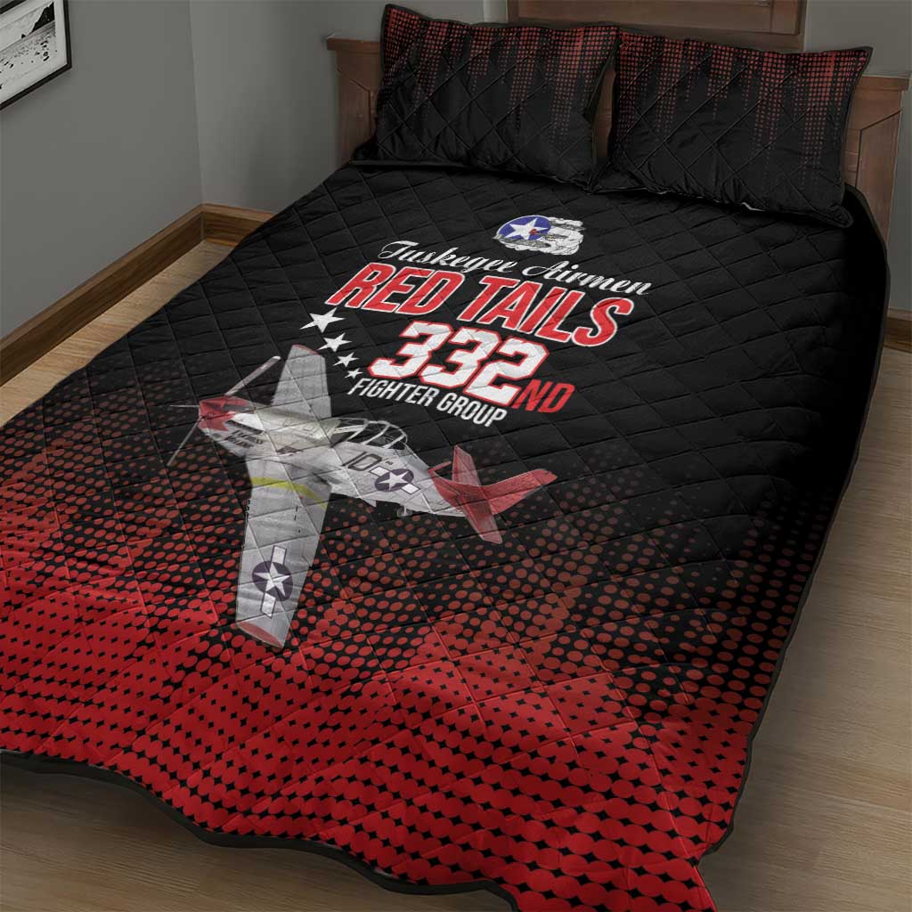 Tuskegee Red Tails Airmen WWII Tribute Quilt Bed Set 332nd Fighter Group - Black - African Pride