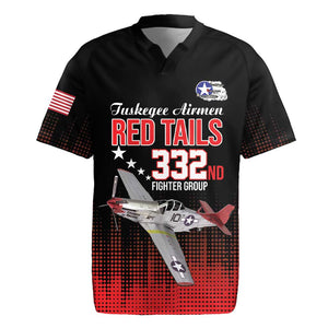 Tuskegee Red Tails Airmen WWII Tribute Rugby Jersey 332nd Fighter Group - Black - African Pride