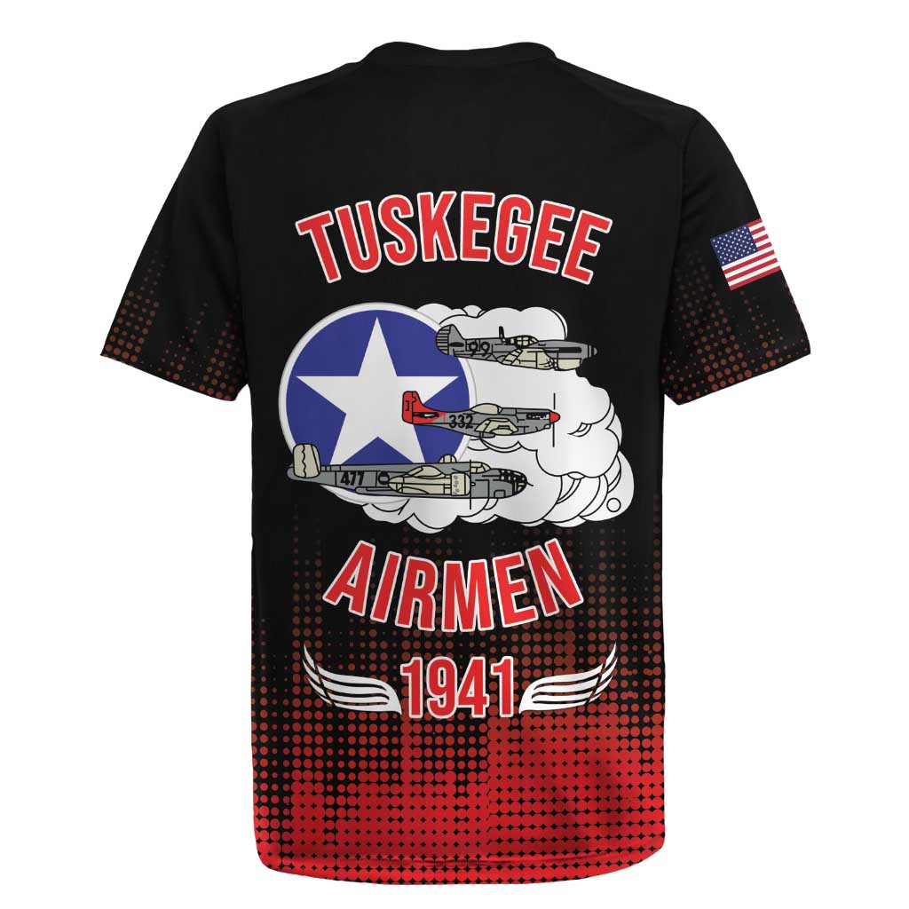 Tuskegee Red Tails Airmen WWII Tribute Rugby Jersey 332nd Fighter Group - Black - African Pride