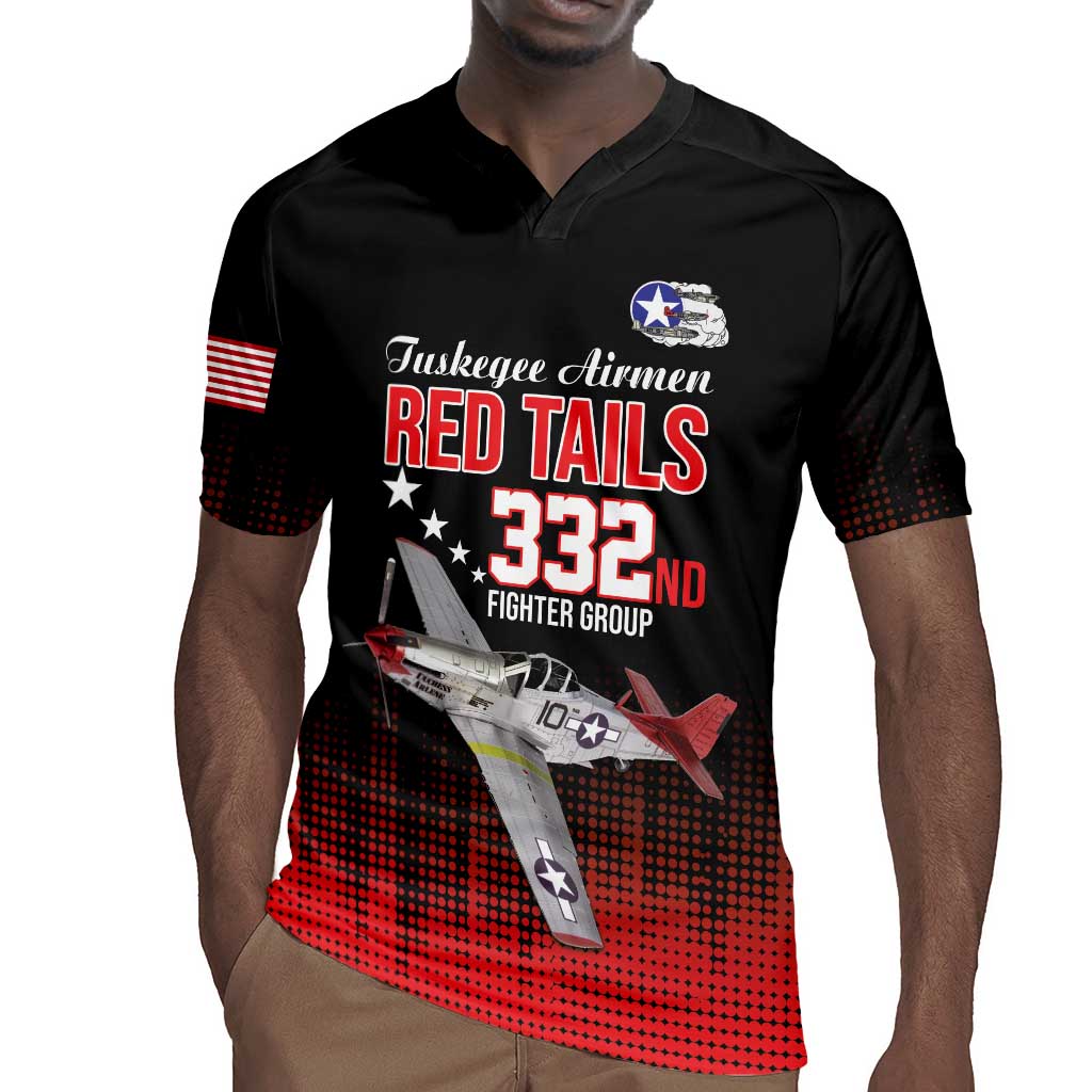 Tuskegee Red Tails Airmen WWII Tribute Rugby Jersey 332nd Fighter Group - Black - African Pride
