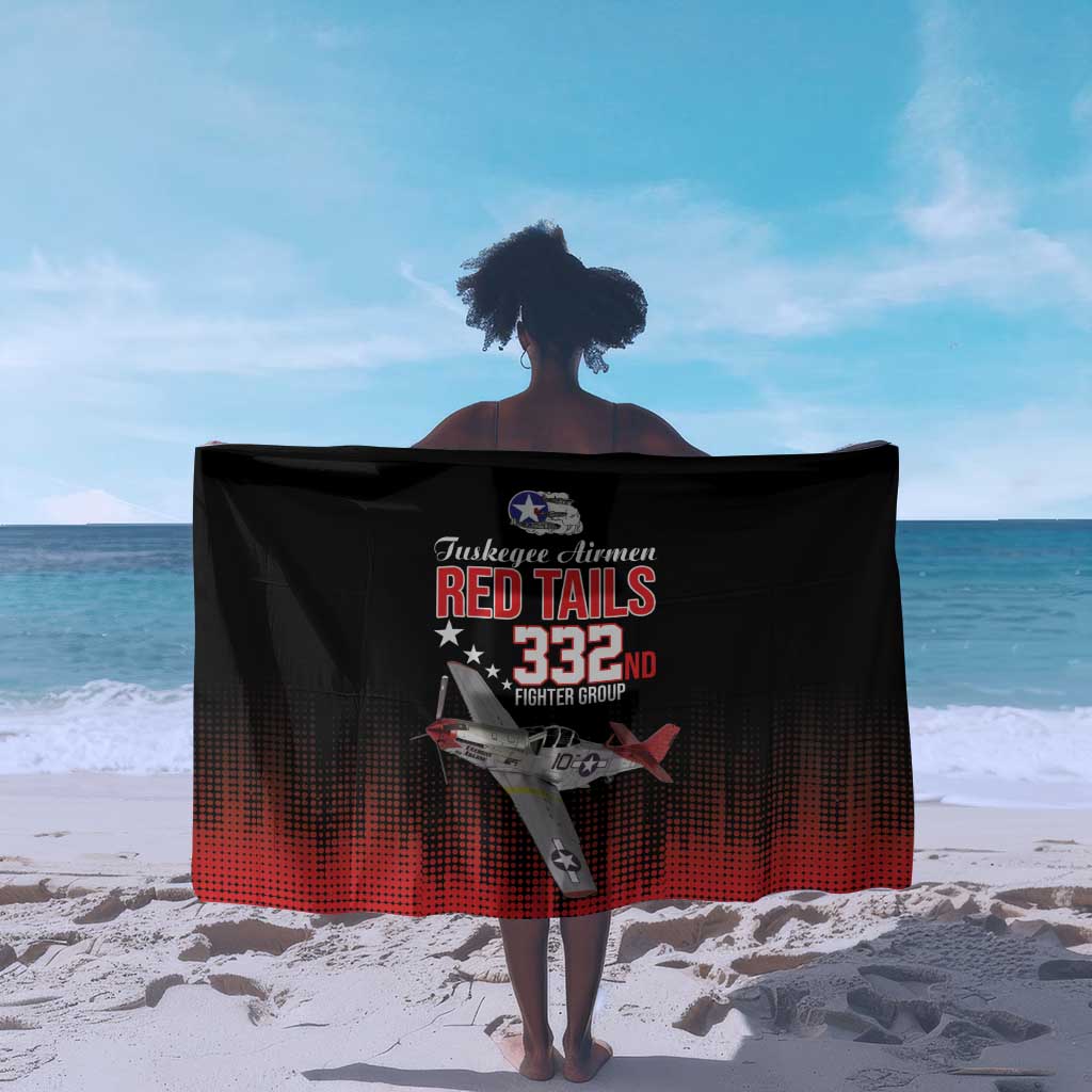 Tuskegee Red Tails Airmen WWII Tribute Sarong 332nd Fighter Group - Black - African Pride