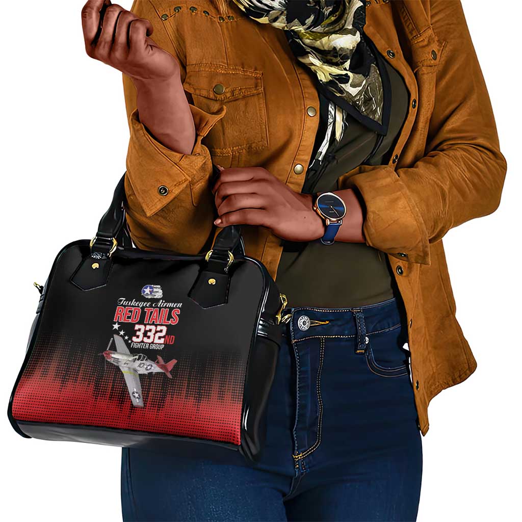 Tuskegee Red Tails Airmen WWII Tribute Shoulder Handbag 332nd Fighter Group - Black - African Pride