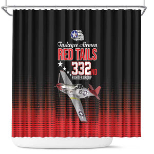 Tuskegee Red Tails Airmen WWII Tribute Shower Curtain 332nd Fighter Group - Black - African Pride