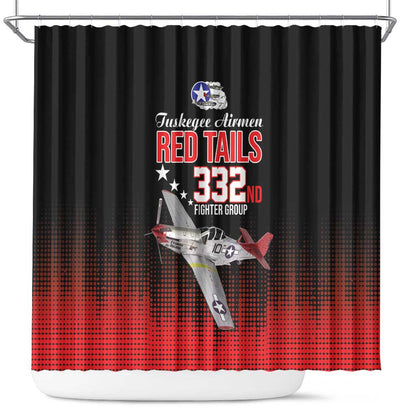 Tuskegee Red Tails Airmen WWII Tribute Shower Curtain 332nd Fighter Group - Black - African Pride