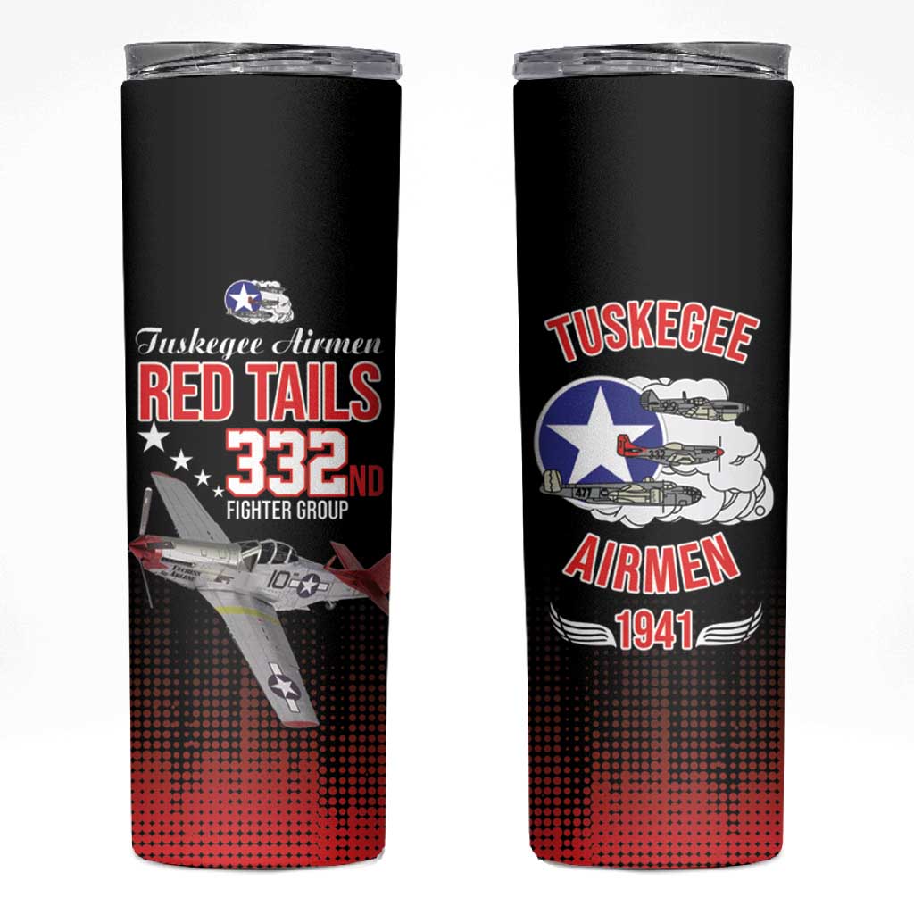 Tuskegee Red Tails Airmen WWII Tribute Skinny Tumbler 332nd Fighter Group - Black - African Pride