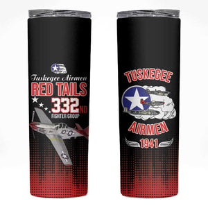 Tuskegee Red Tails Airmen WWII Tribute Skinny Tumbler 332nd Fighter Group - Black - African Pride