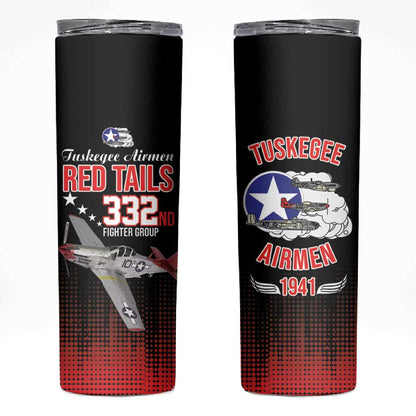 Tuskegee Red Tails Airmen WWII Tribute Skinny Tumbler 332nd Fighter Group - Black - African Pride