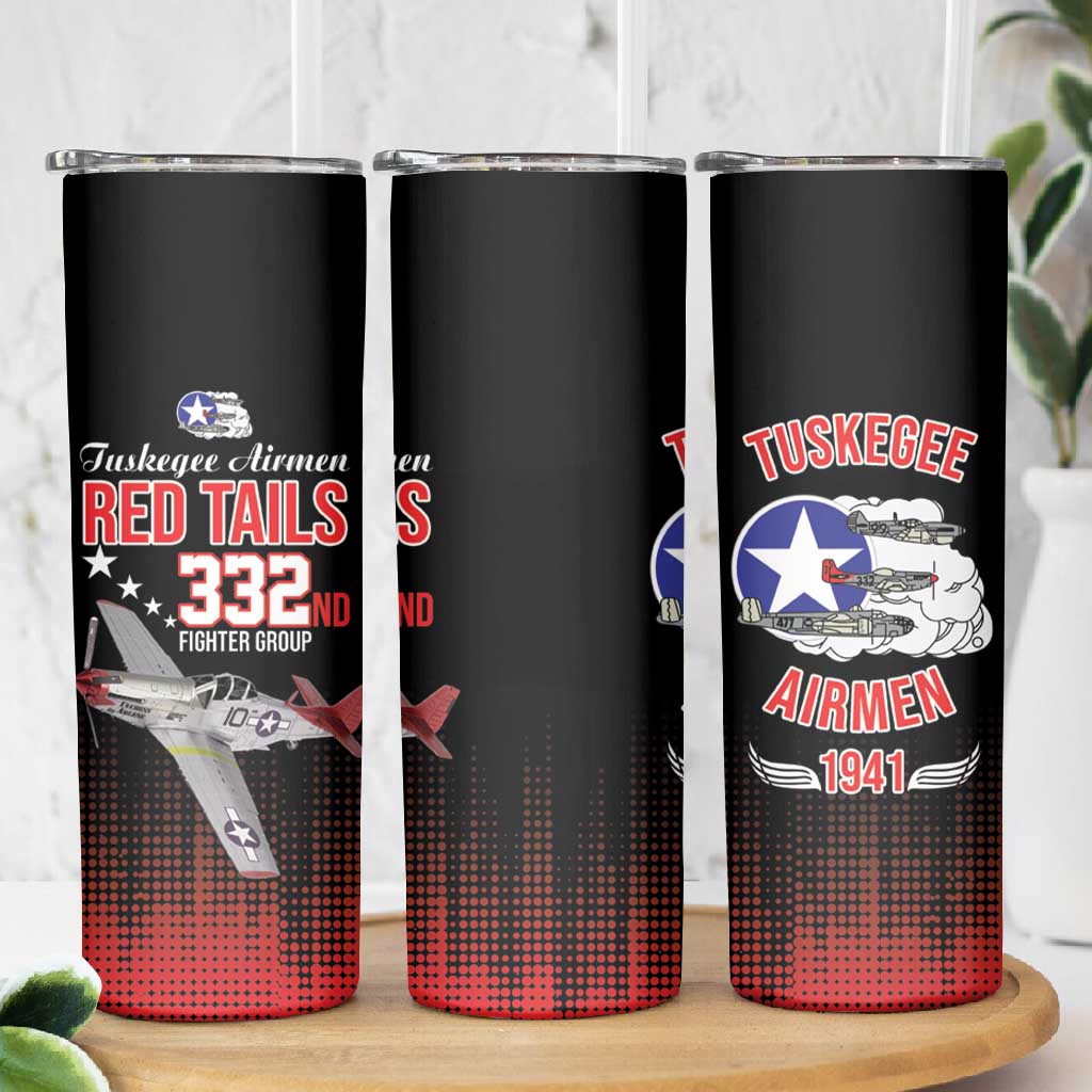 Tuskegee Red Tails Airmen WWII Tribute Skinny Tumbler 332nd Fighter Group - Black - African Pride