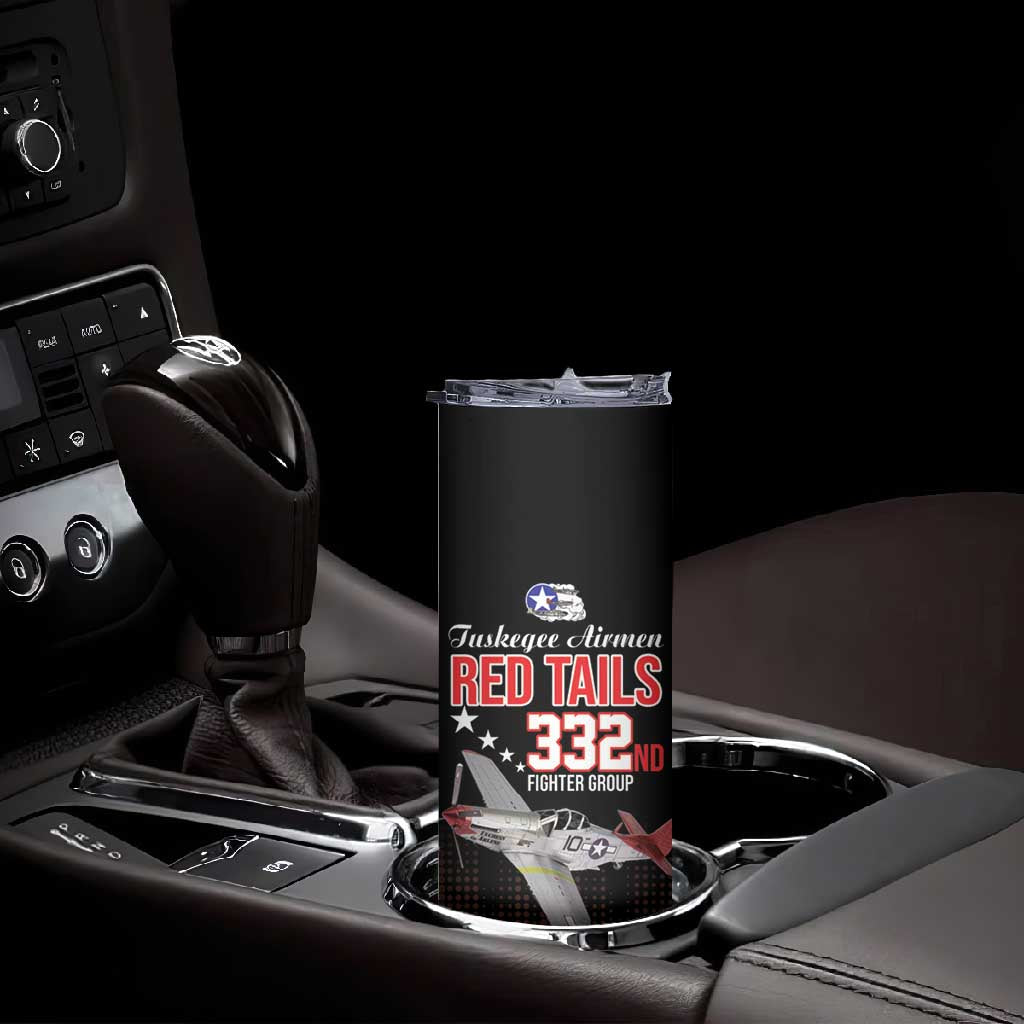 Tuskegee Red Tails Airmen WWII Tribute Skinny Tumbler 332nd Fighter Group - Black - African Pride