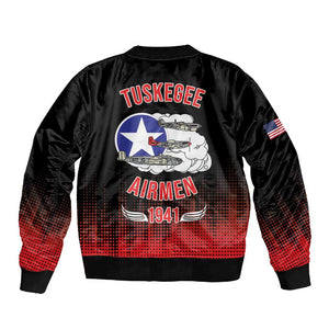 Tuskegee Red Tails Airmen WWII Tribute Sleeve Zip Bomber Jacket 332nd Fighter Group - Black - African Pride