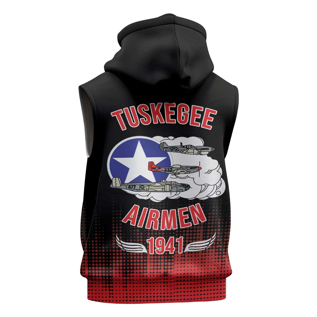 Tuskegee Red Tails Airmen WWII Tribute Sleeveless Hoodie 332nd Fighter Group - Black - African Pride