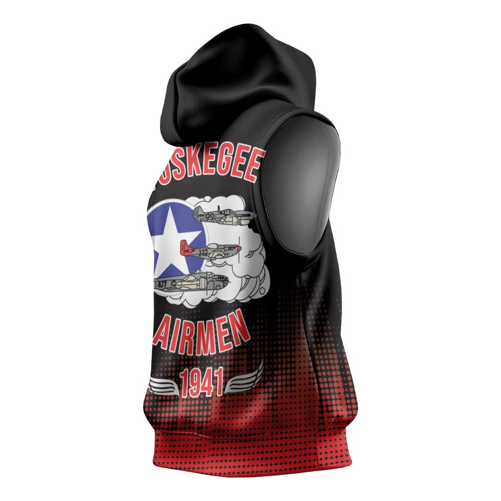 Tuskegee Red Tails Airmen WWII Tribute Sleeveless Hoodie 332nd Fighter Group - Black - African Pride