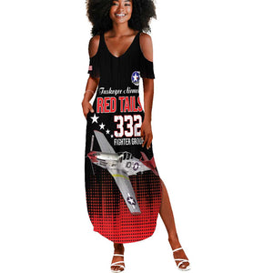 Tuskegee Red Tails Airmen WWII Tribute Summer Maxi Dress 332nd Fighter Group - Black - African Pride