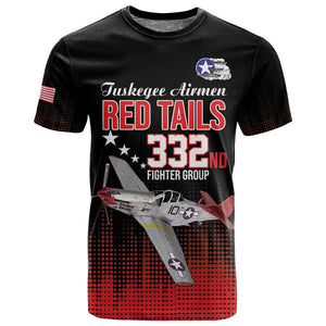Tuskegee Red Tails Airmen WWII Tribute T shirt 332nd Fighter Group - Black - African Pride