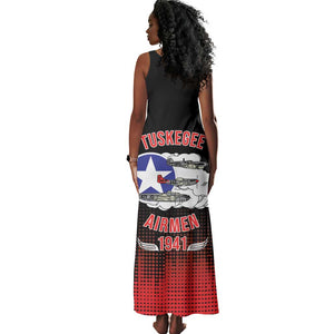 Tuskegee Red Tails Airmen WWII Tribute Tank Maxi Dress 332nd Fighter Group - Black - African Pride