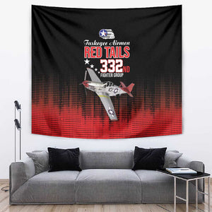 Tuskegee Red Tails Airmen WWII Tribute Tapestry 332nd Fighter Group - Black - African Pride