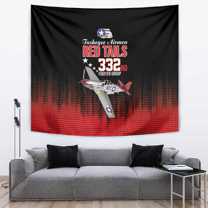 Tuskegee Red Tails Airmen WWII Tribute Tapestry 332nd Fighter Group - Black - African Pride