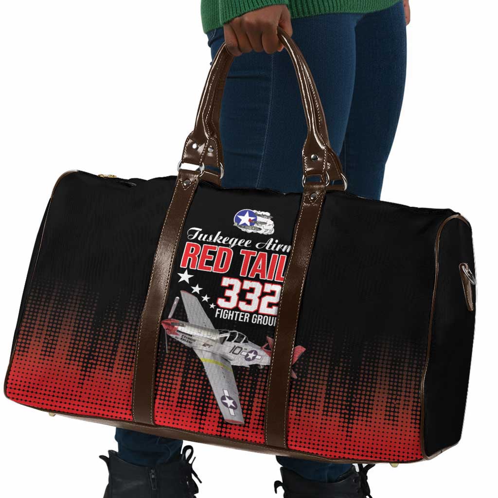 Tuskegee Red Tails Airmen WWII Tribute Travel Bag 332nd Fighter Group - Black