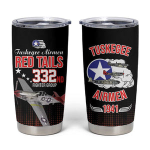 Tuskegee Red Tails Airmen WWII Tribute Tumbler Cup 332nd Fighter Group - Black - African Pride