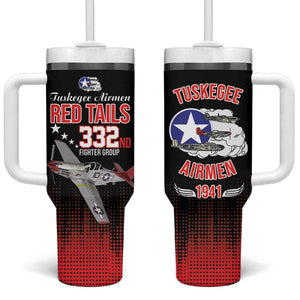 Tuskegee Red Tails Airmen WWII Tribute Tumbler With Handle 332nd Fighter Group - Black - African Pride