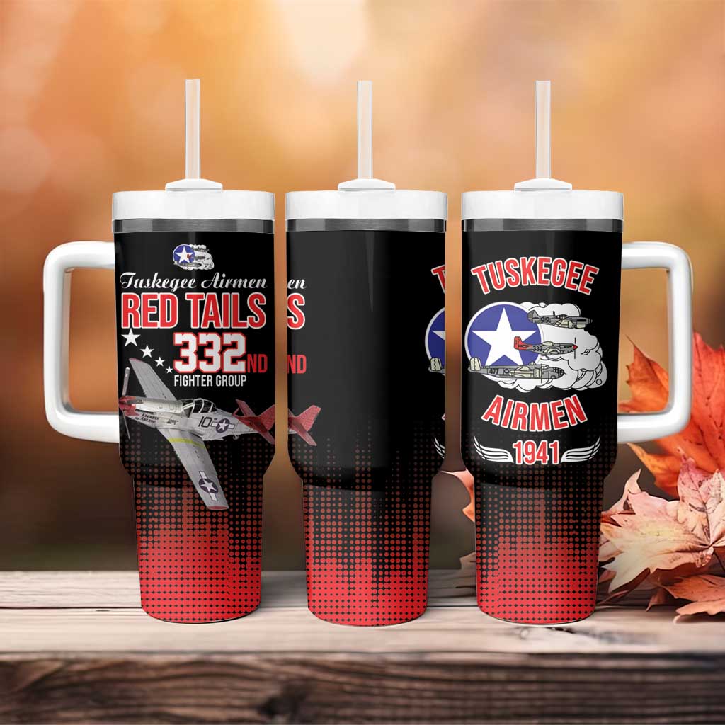 Tuskegee Red Tails Airmen WWII Tribute Tumbler With Handle 332nd Fighter Group - Black - African Pride