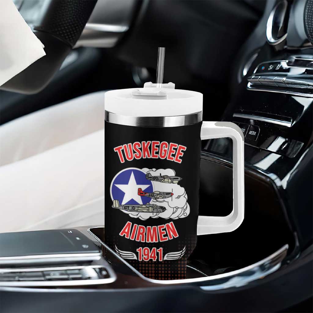 Tuskegee Red Tails Airmen WWII Tribute Tumbler With Handle 332nd Fighter Group - Black - African Pride