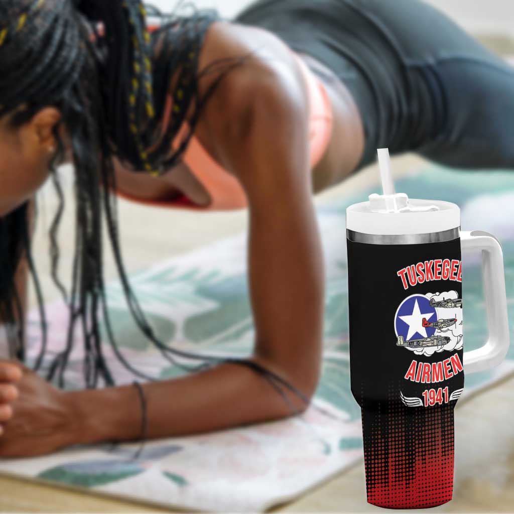 Tuskegee Red Tails Airmen WWII Tribute Tumbler With Handle 332nd Fighter Group - Black - African Pride