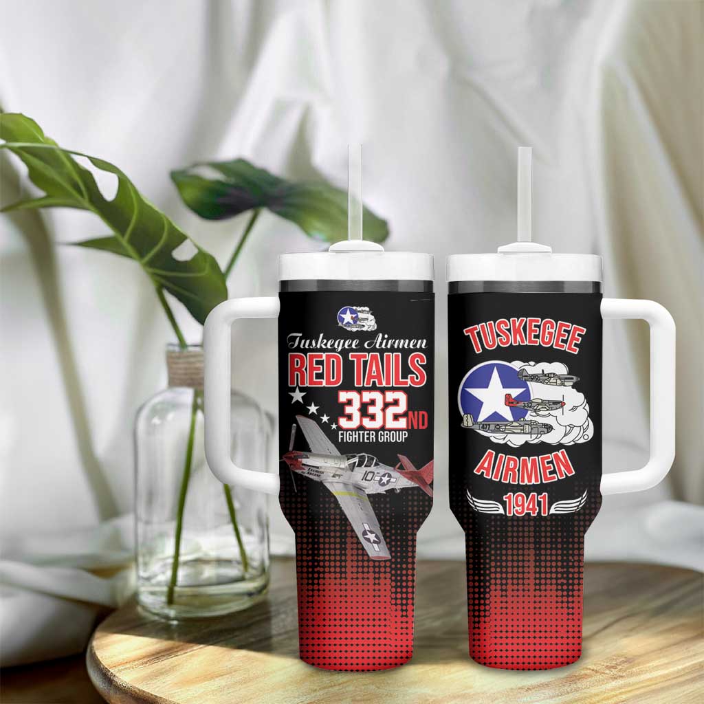 Tuskegee Red Tails Airmen WWII Tribute Tumbler With Handle 332nd Fighter Group - Black - African Pride
