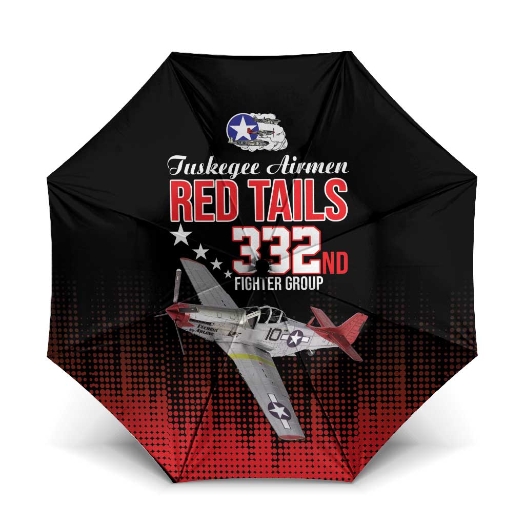 Tuskegee Red Tails Airmen WWII Tribute Umbrella 332nd Fighter Group - Black