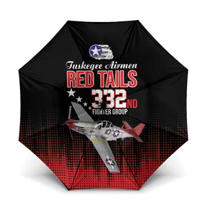 Tuskegee Red Tails Airmen WWII Tribute Umbrella 332nd Fighter Group - Black