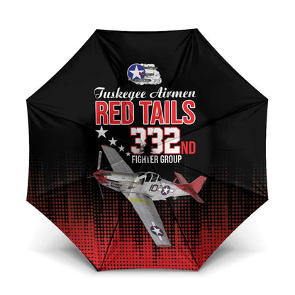 Tuskegee Red Tails Airmen WWII Tribute Umbrella 332nd Fighter Group - Black