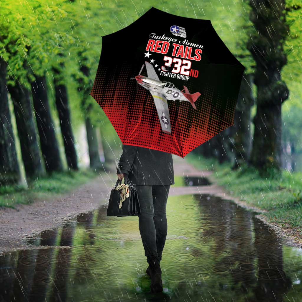 Tuskegee Red Tails Airmen WWII Tribute Umbrella 332nd Fighter Group - Black