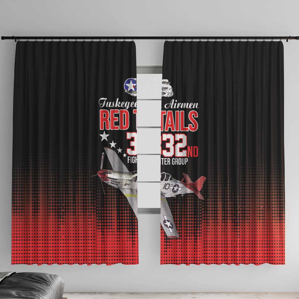 Tuskegee Red Tails Airmen WWII Tribute Window Curtain 332nd Fighter Group - Black - African Pride