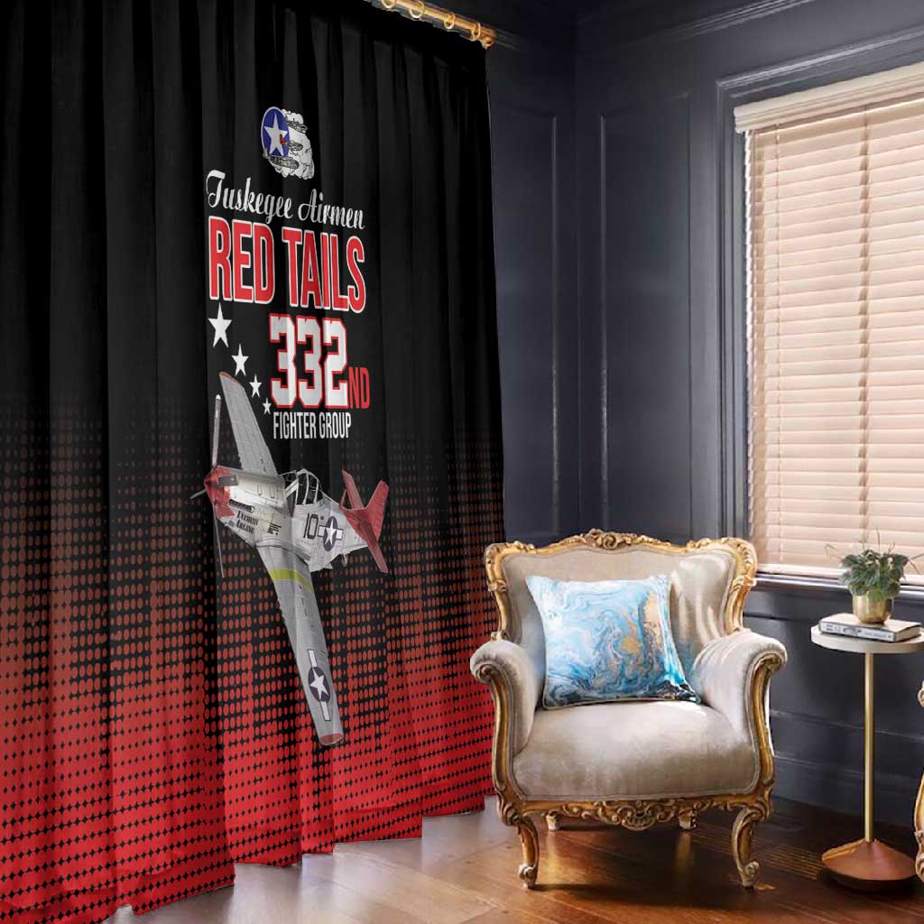 Tuskegee Red Tails Airmen WWII Tribute Window Curtain 332nd Fighter Group - Black - African Pride