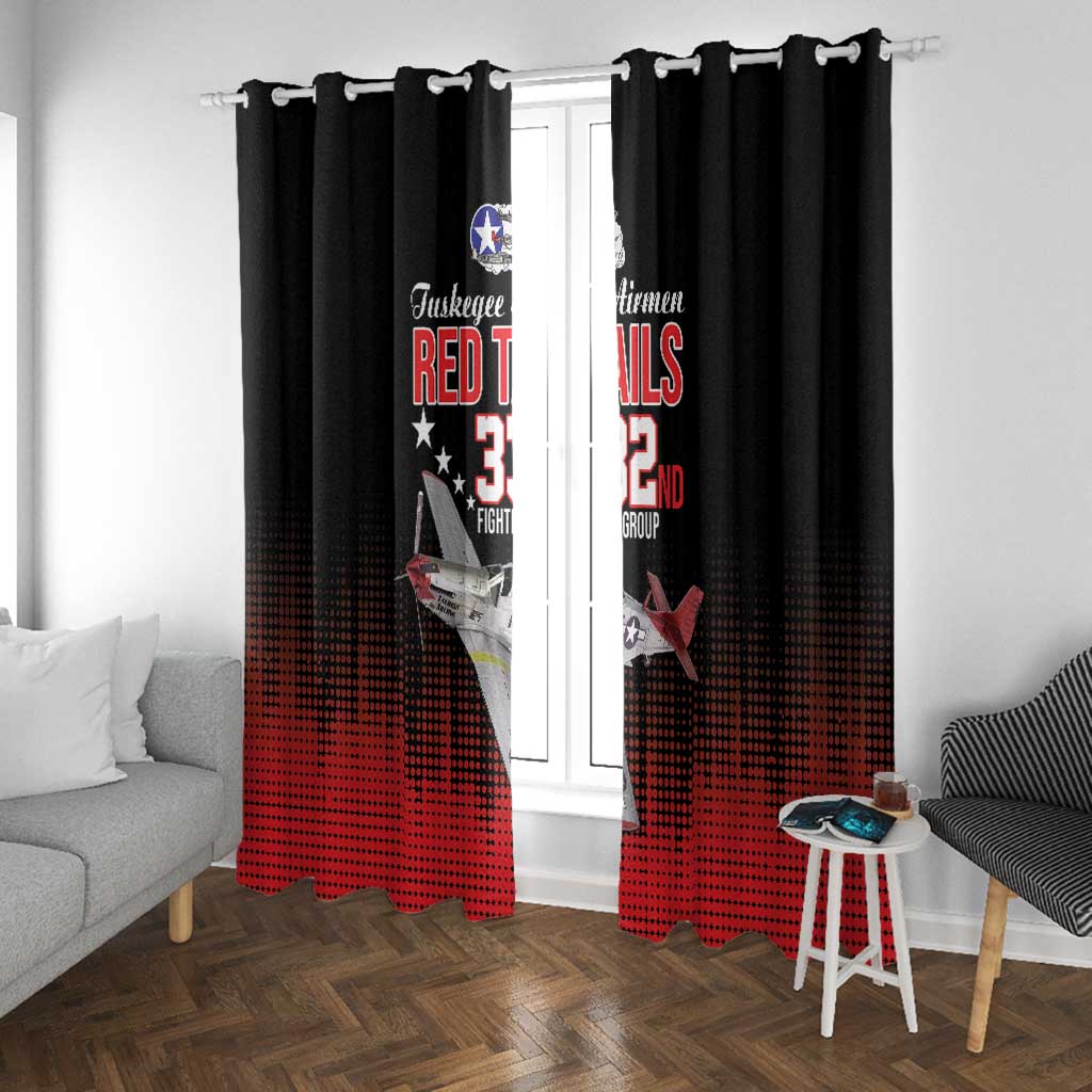 Tuskegee Red Tails Airmen WWII Tribute Window Curtain 332nd Fighter Group - Black - African Pride