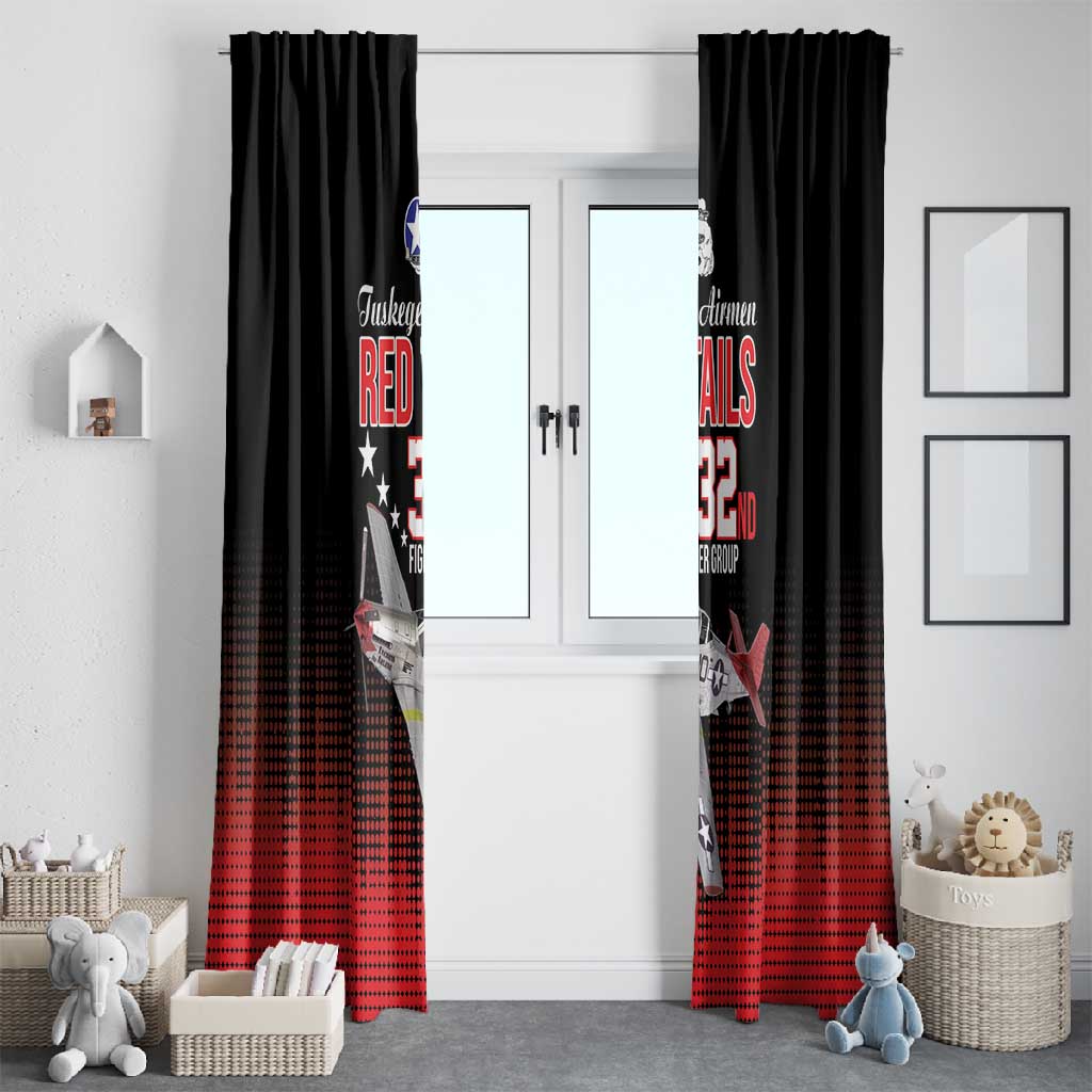 Tuskegee Red Tails Airmen WWII Tribute Window Curtain 332nd Fighter Group - Black - African Pride